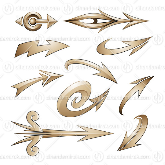 Various Shaped Curvy Beige Arrows