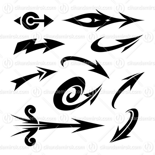 Various Shaped Curvy Black Arrows