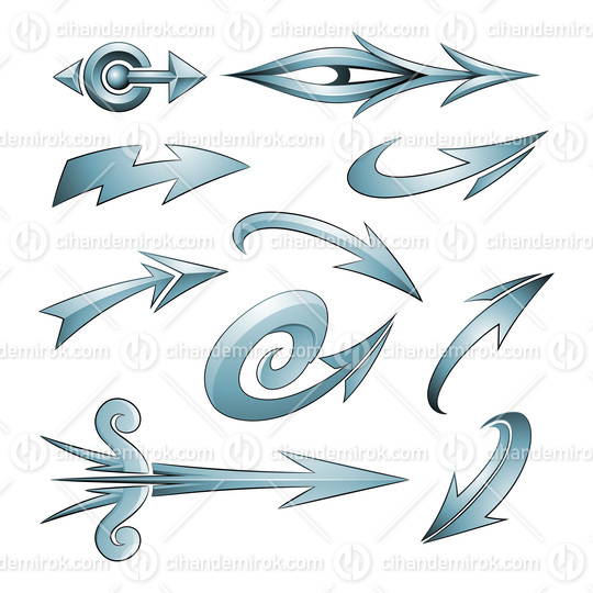 Various Shaped Curvy Ice Blue Arrows