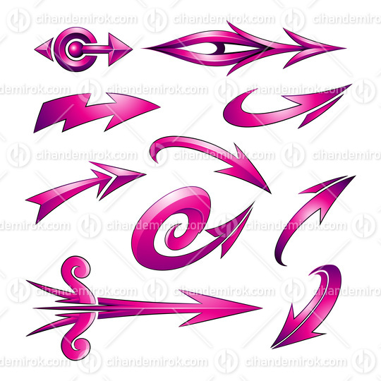 Various Shaped Curvy Magenta Arrows