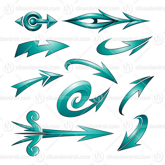 Various Shaped Curvy Persian Green Arrows