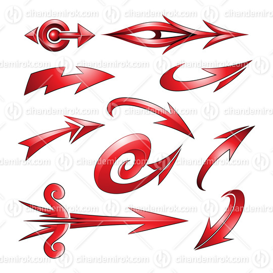 Various Shaped Curvy Red Arrows