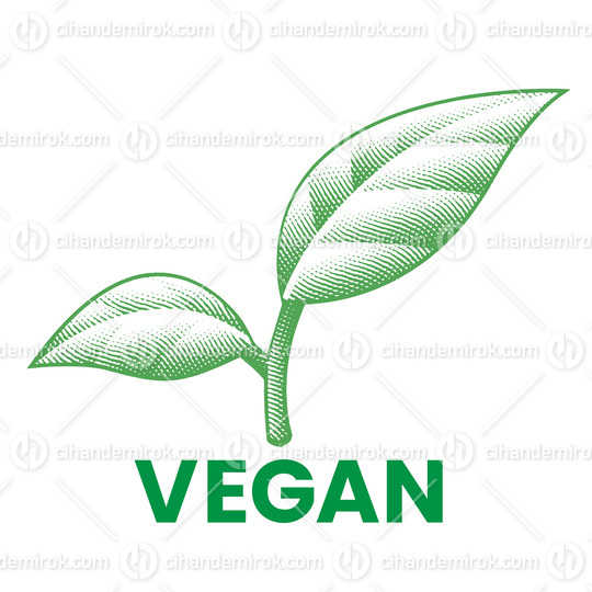 Vegan Engraved Green Leaves Icon
