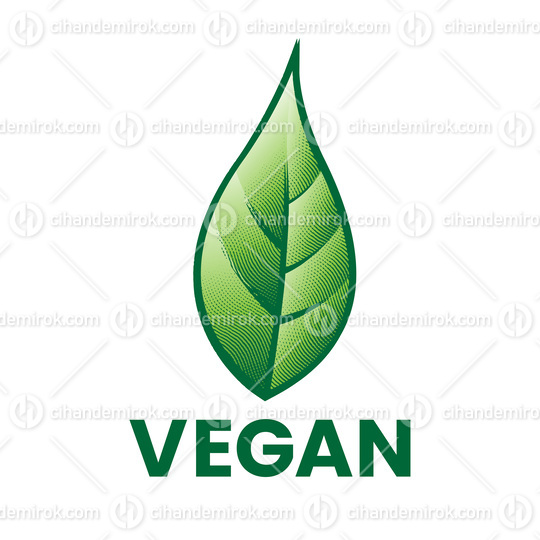 Vegan Engraved Icon with Green Leaf