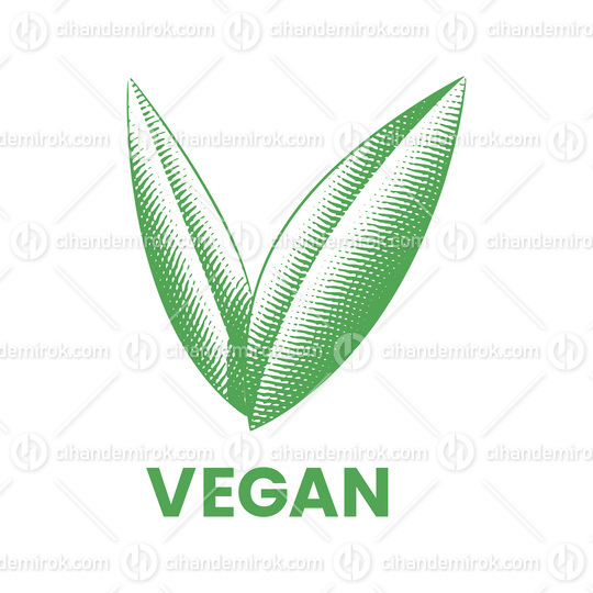 Vegan Icon with Engraved Green Leaves