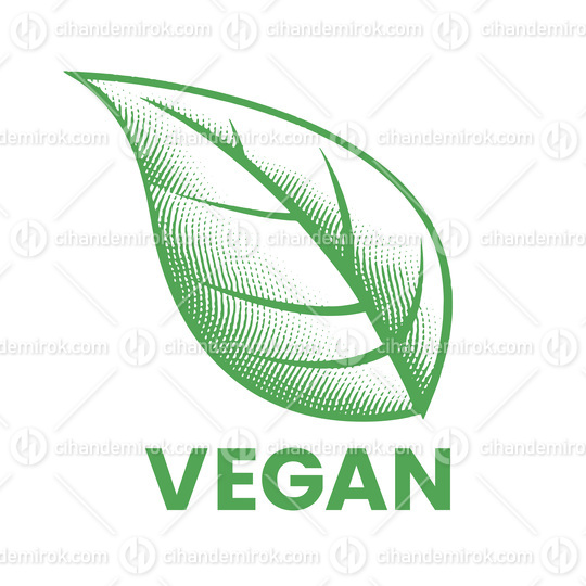 Vegan Icon with Green Engraved Leaf