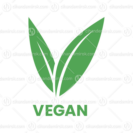 Vegan Icon with Green Leaves