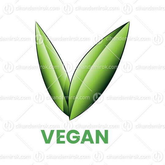 Vegan Icon with Green Shaded Leaves