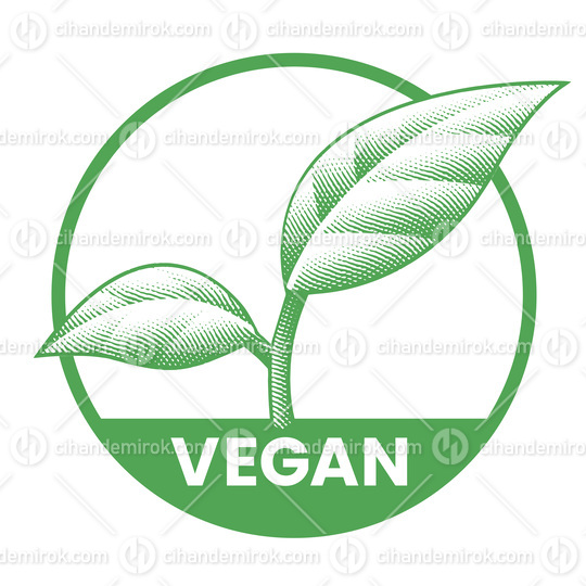 Vegan Round Icon with 2 Green Leaves - Icon 10