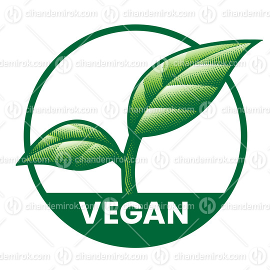 Vegan Round Icon with 2 Green Leaves - Icon 11