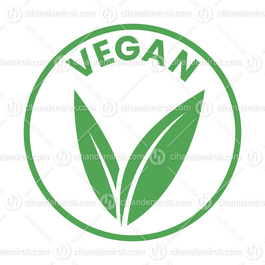Vegan Round Icon with Green Leaves - Icon 1