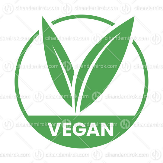 Vegan Round Icon with Green Leaves - Icon 2