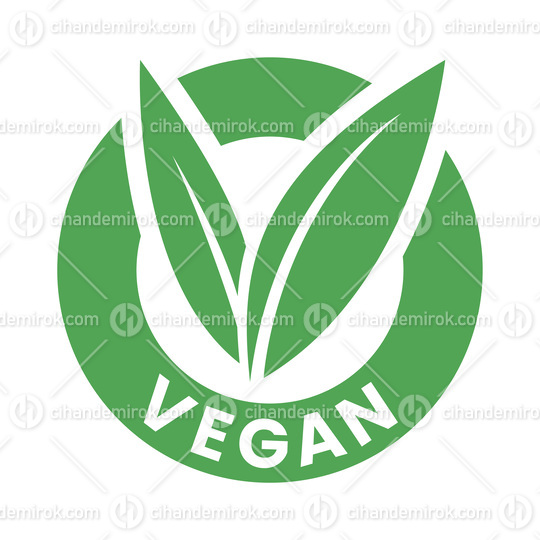 Vegan Round Icon with Green Leaves - Icon 4