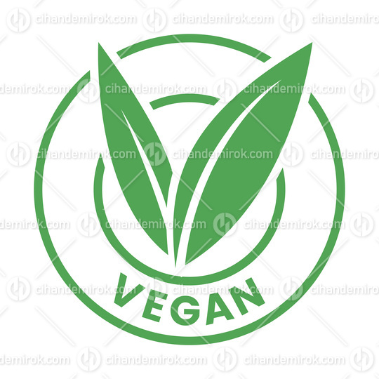 Vegan Round Icon with Green Leaves - Icon 5