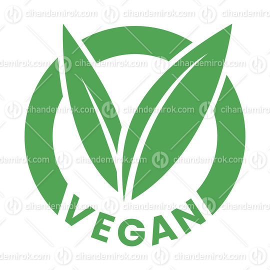 Vegan Round Icon with Green Leaves - Icon 6