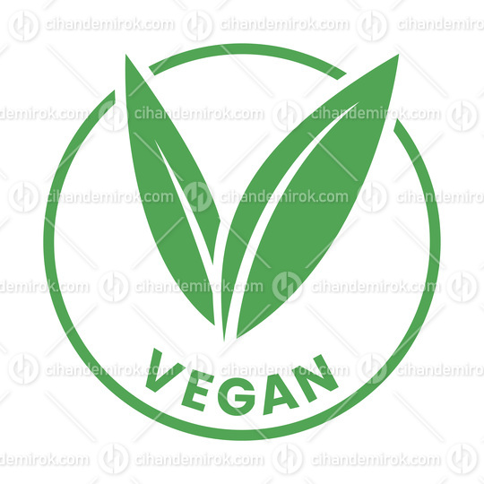 Vegan Round Icon with Green Leaves - Icon 7