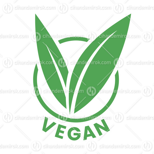 Vegan Round Icon with Green Leaves - Icon 8