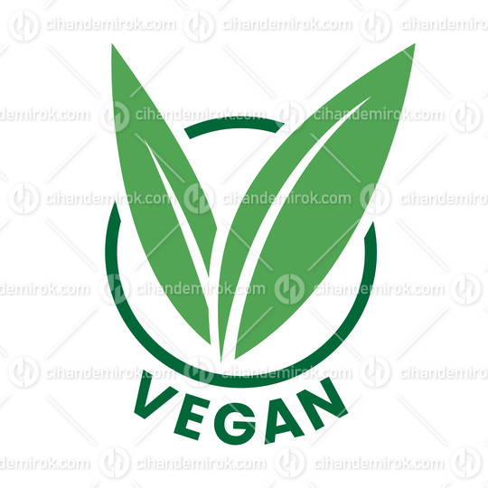 Vegan Round Icon with Green Leaves and Dark Green Text - Icon 8