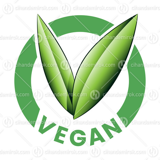 Vegan Round Icon with Shaded Green Leaves - Icon 6