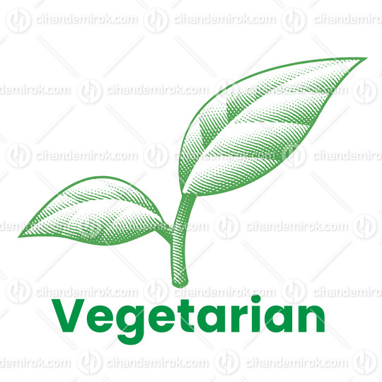 Vegetarian Engraved Green Leaves Icon