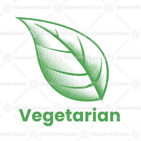 Vegetarian Icon with Green Engraved Leaf