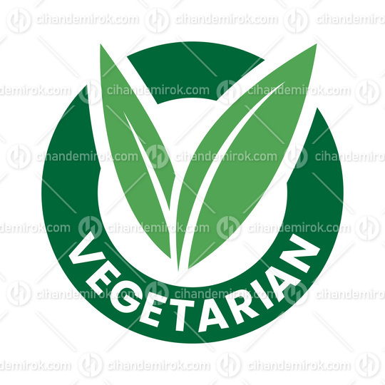 Vegetarian Round Icon with Green Leaves and Dark Green Text - Icon 4