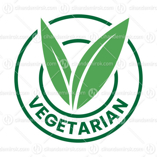 Vegetarian Round Icon with Green Leaves and Dark Green Text - Icon 5