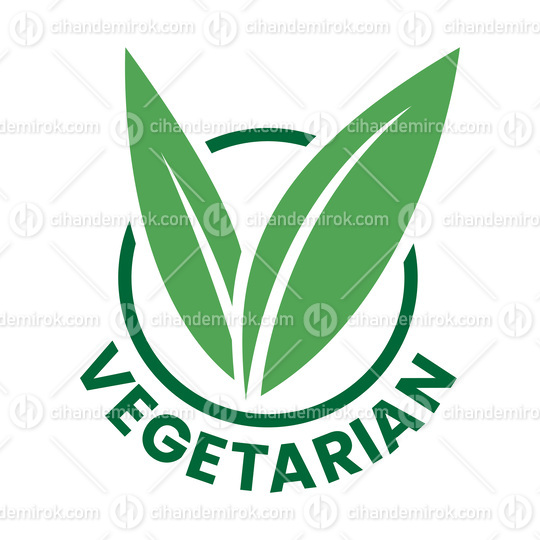 Vegetarian Round Icon with Green Leaves and Dark Green Text - Icon 8