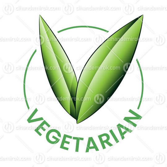 Vegetarian Round Icon with Shaded Green Leaves - Icon 3