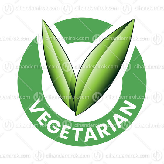 Vegetarian Round Icon with Shaded Green Leaves - Icon 4