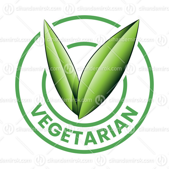 Vegetarian Round Icon with Shaded Green Leaves - Icon 5