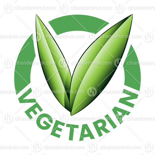 Vegetarian Round Icon with Shaded Green Leaves - Icon 6