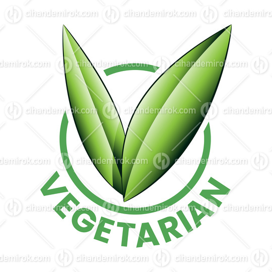 Vegetarian Round Icon with Shaded Green Leaves - Icon 8