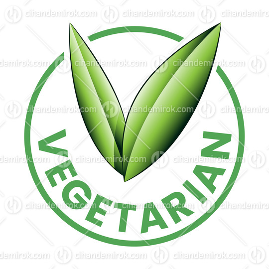 Vegetarian Round Icon with Shaded Green Leaves - Icon 9
