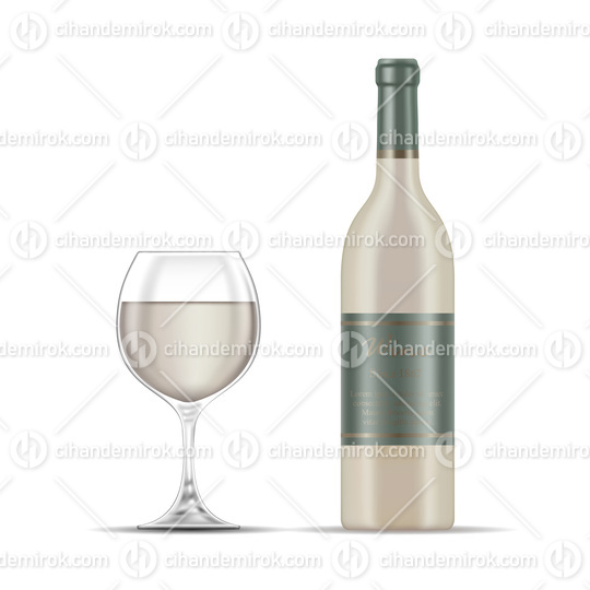 White Wine Glass and Wine Bottle