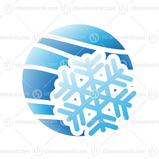 Winter Season Icon with a Blue Snowflake