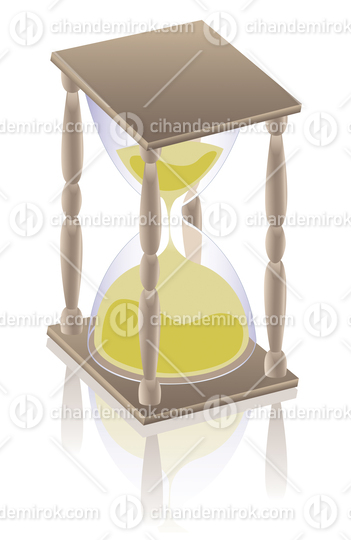 Wooden Hourglass and its Reflection