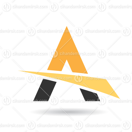 Yellow and Black Abstract Icon of Letter A with a Cutting Triangle