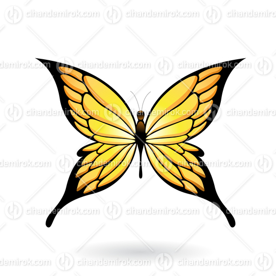 Yellow and Black Butterfly Illustration with Pointed Wings
