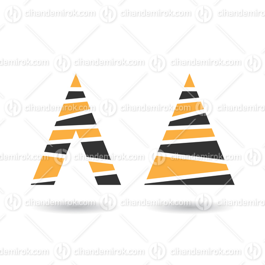Yellow and Black Pine Tree Shaped Striped Icons for Letter A