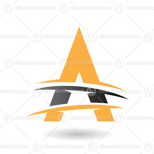 Yellow and Black Triangular Letter A Icon with Three Swooshing Lines 