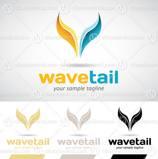 Yellow and Blue Fish Tail Logo Icon