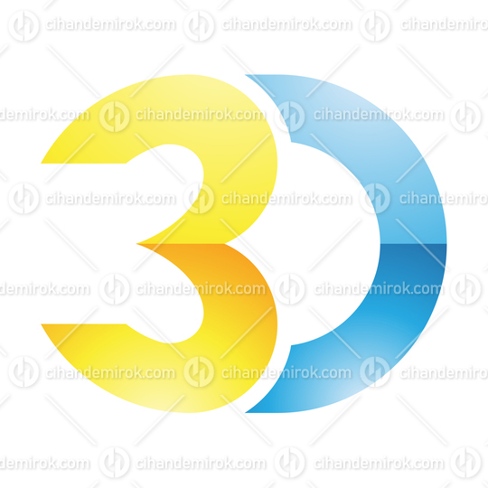 Yellow and Blue Glossy 3d Tech Symbol
