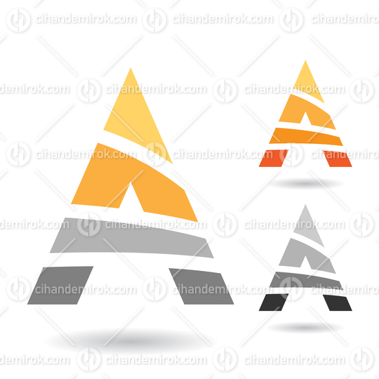 Yellow and Grey Abstract Striped Icons for Letter A