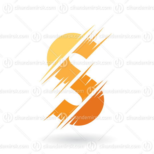 Yellow and Orange Abstract Letter S Icon with Swooshed Stripes