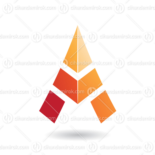 Yellow and Orange Abstract Pyramidical Tower Shaped Icon for Letter A