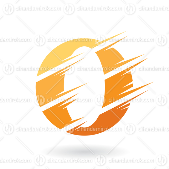 Yellow and Orange Abstract Uppercase Letter O with Swooshed Stripes 