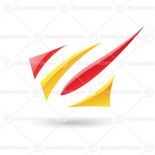 Yellow and Red Abstract Pointed Flying Icon