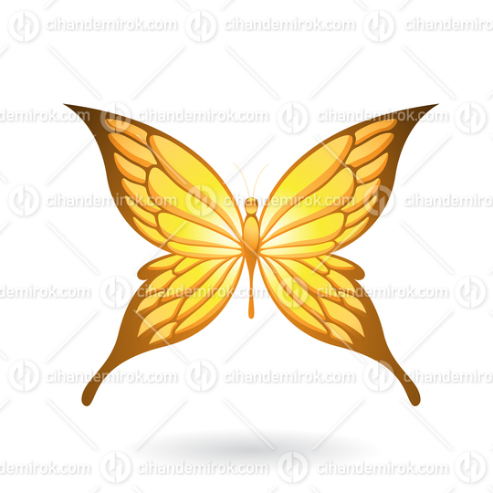 Yellow Butterfly Illustration with Pointed Wings