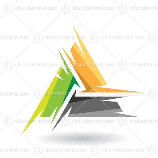 Yellow Green and Black Shaded Rough Triangle Design for Letter A